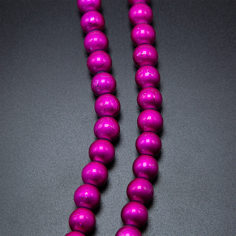 Hot Pink Round Painted Glass Beads