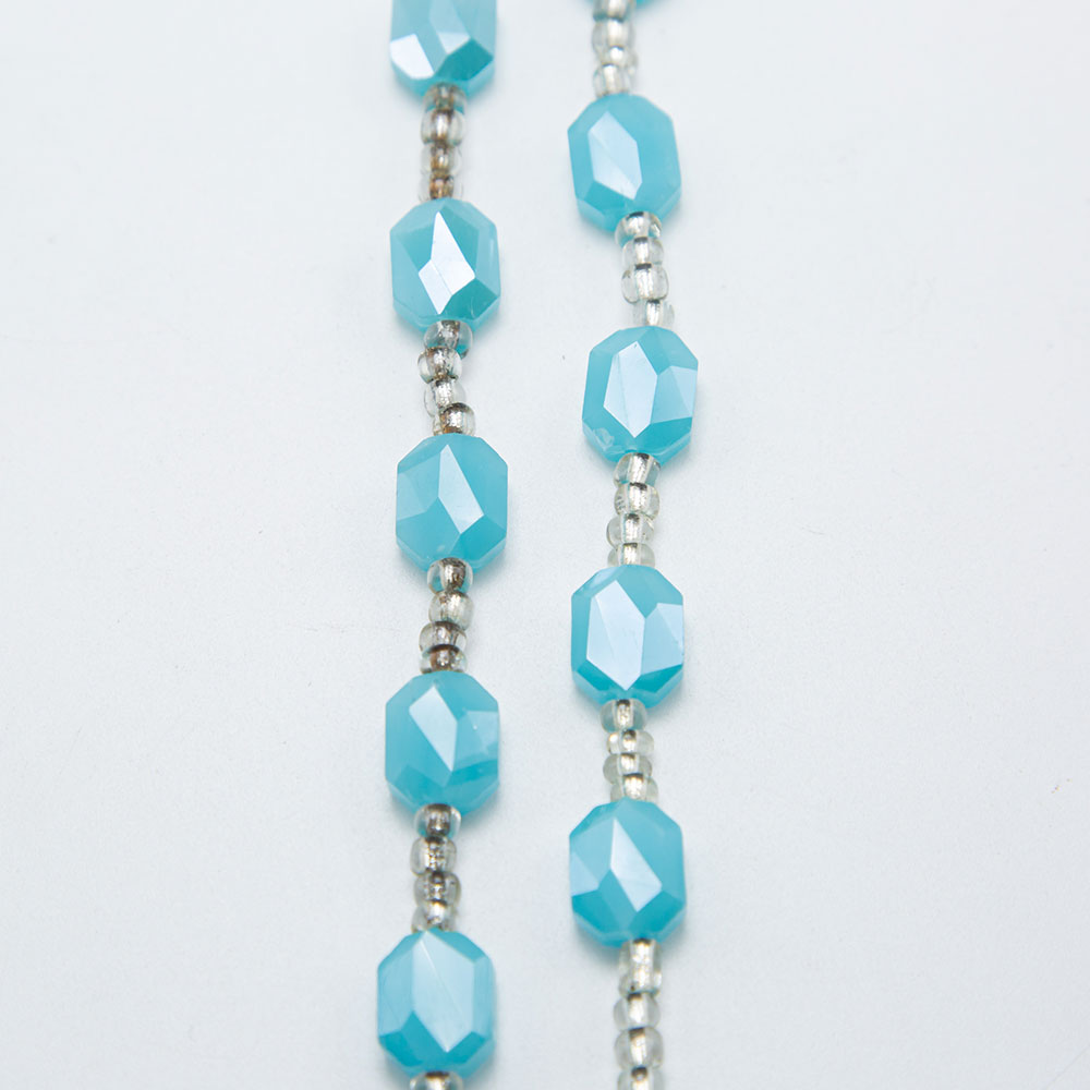 Opaque Light Blue Faceted Polygon Beads