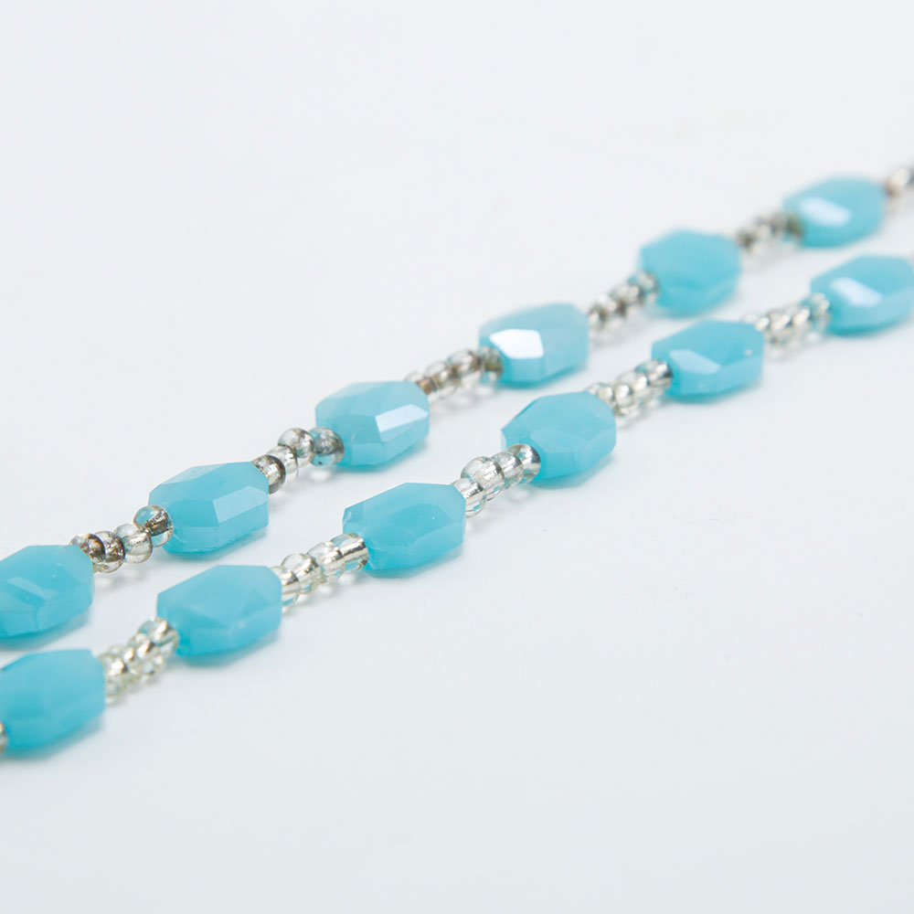 Opaque Light Blue Faceted Polygon Beads