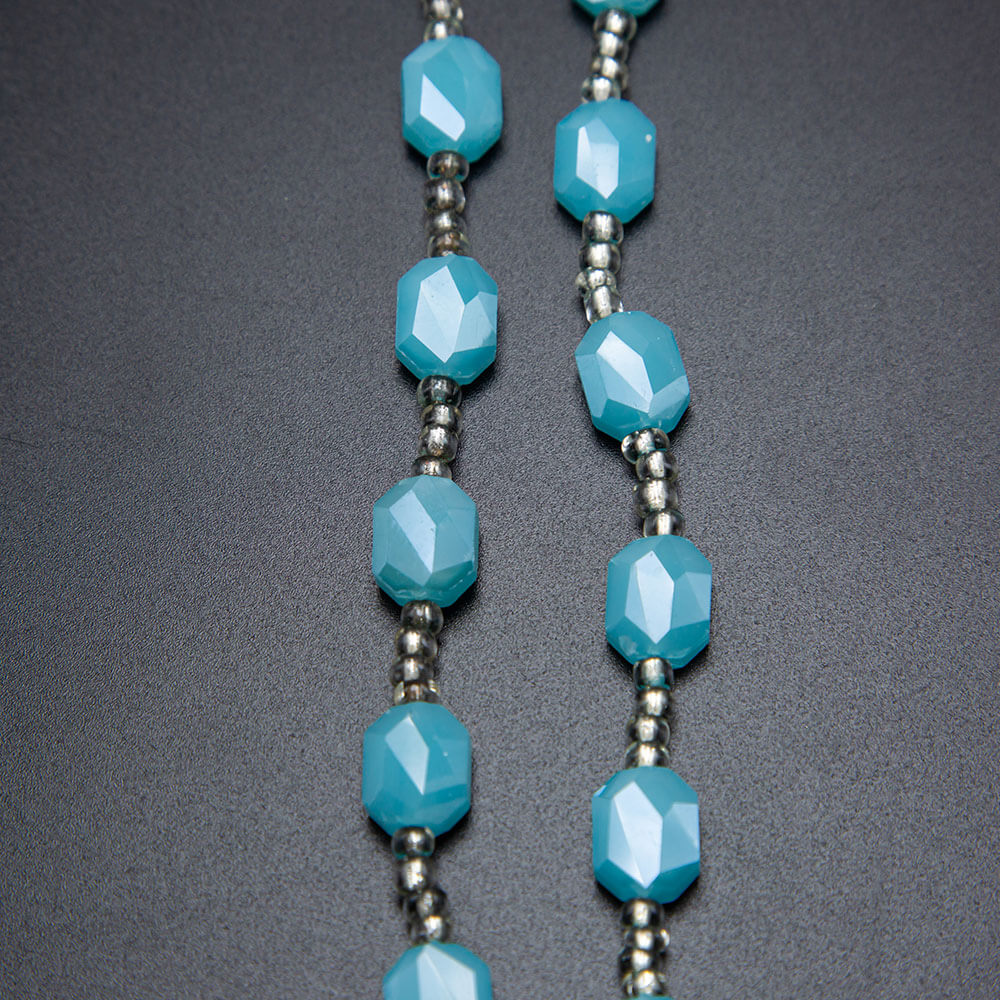 Opaque Light Blue Faceted Polygon Beads