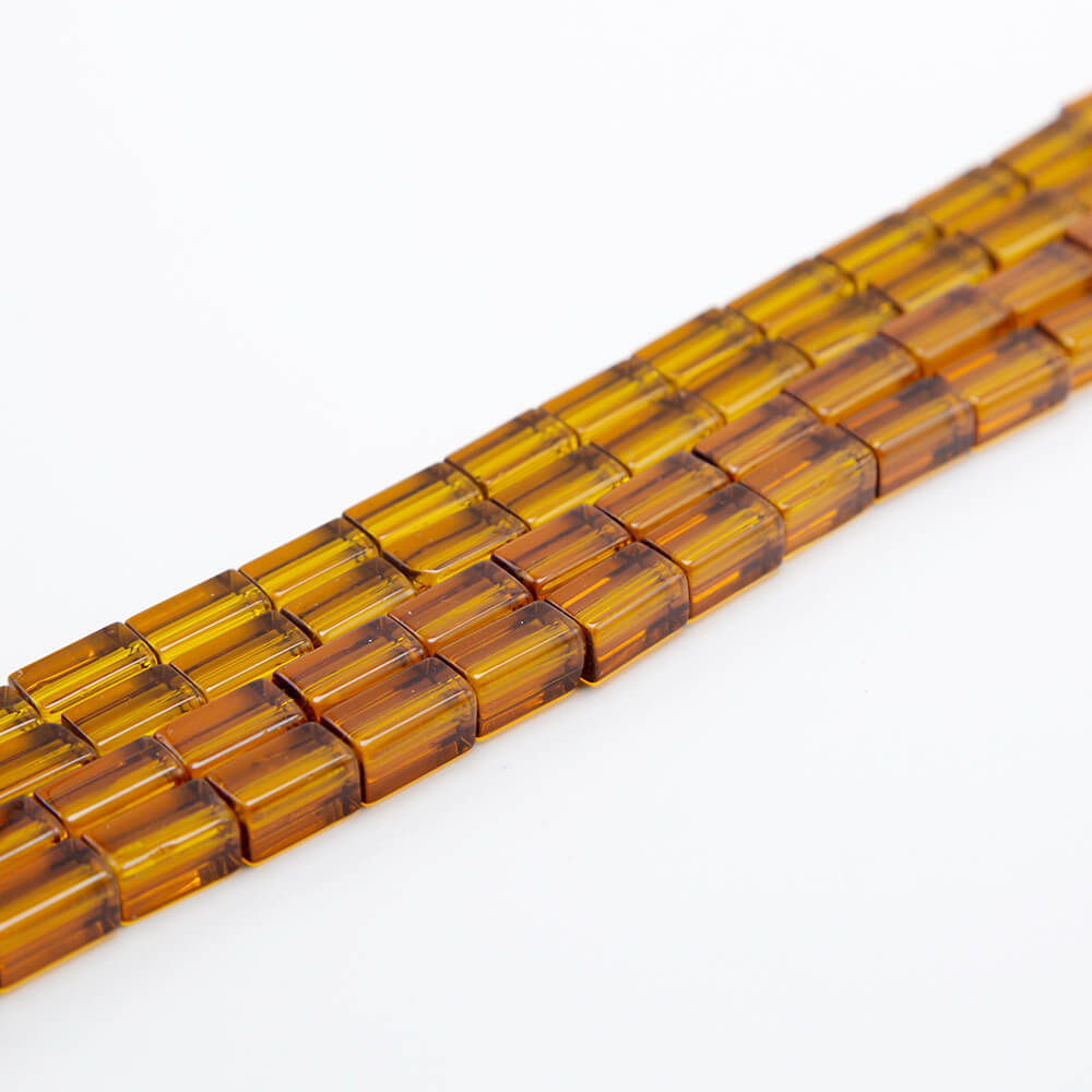 Amber Color Glass Beads Rectangular Glass Beads