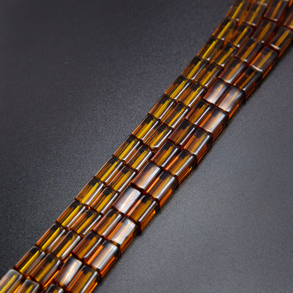 Amber Color Glass Beads Rectangular Glass Beads