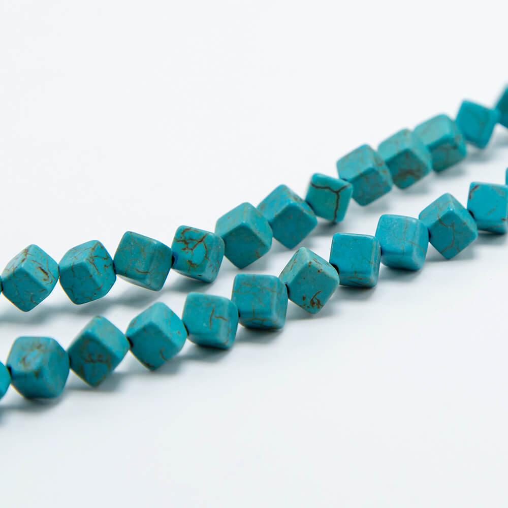 Turquoise Dyed Howlite Cube Beads Gemstone Beads