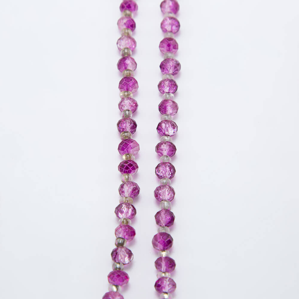 Purple with Pink Crackle Glass Beads Faceted Rondelle Glass Beads