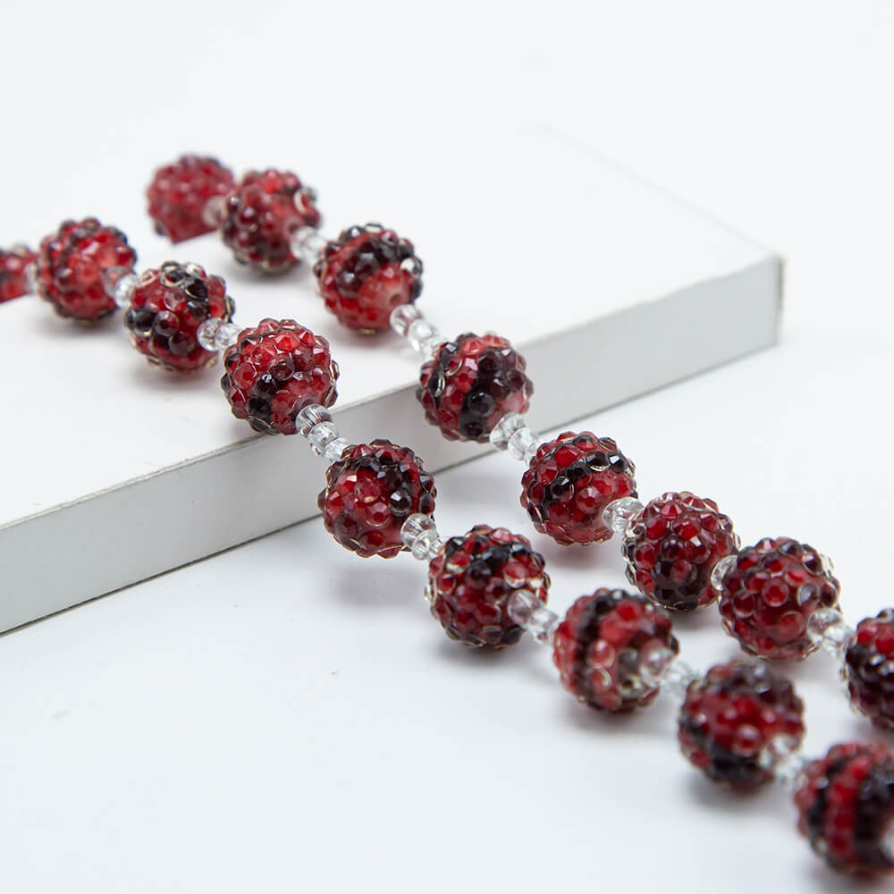 Red Acrylic Rhinestone Beads