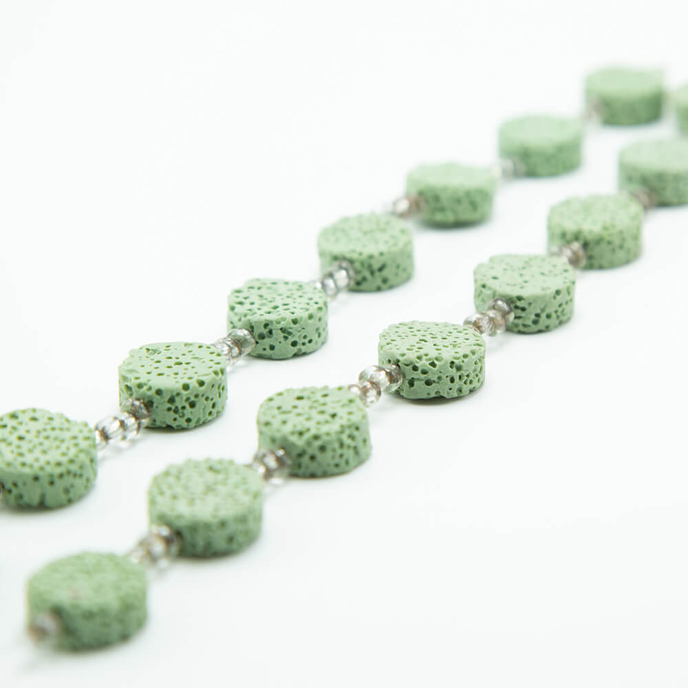Green Lava Lentil Beads