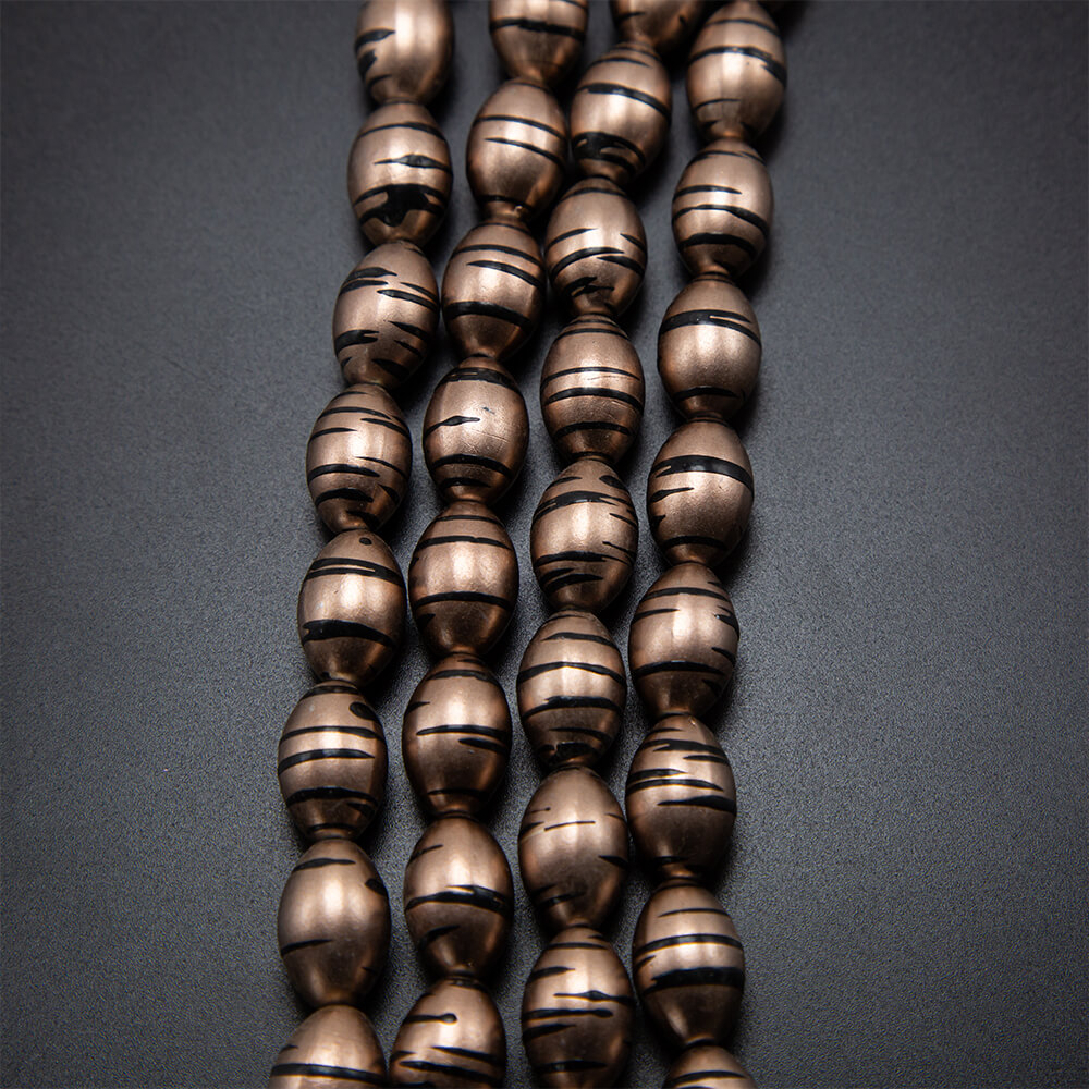 Brown with Black Stripe Acrylic Oval Beads