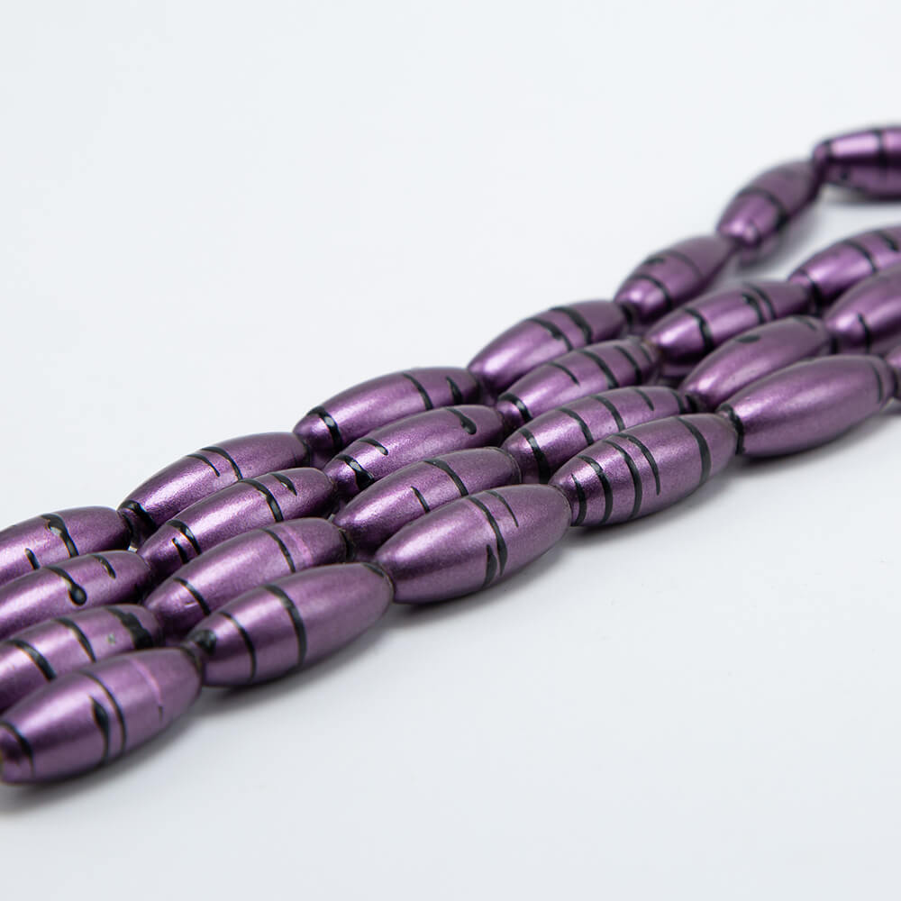 Purple with Black Stripe Acrylic Oval Beads