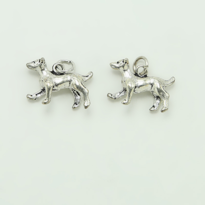 Dog Antique Silver Charm