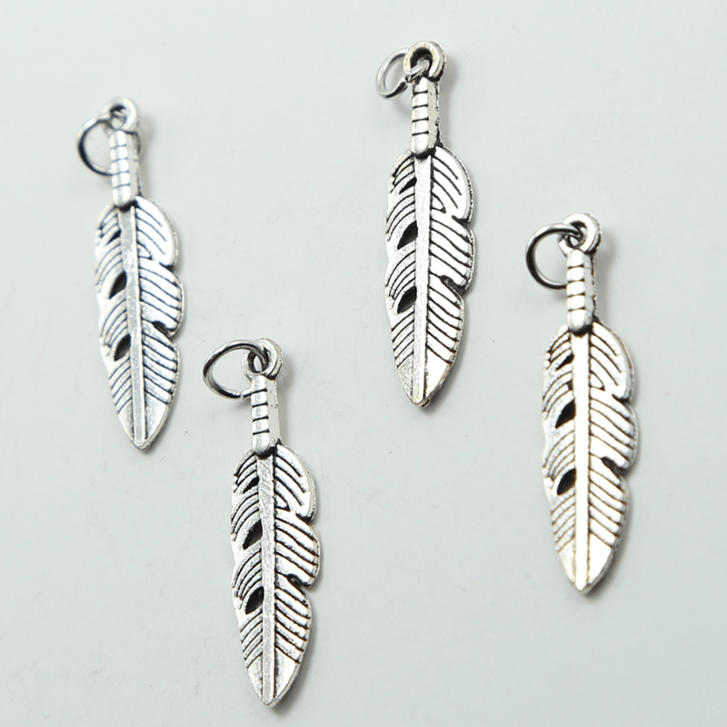 Feather Antique Silver Charm