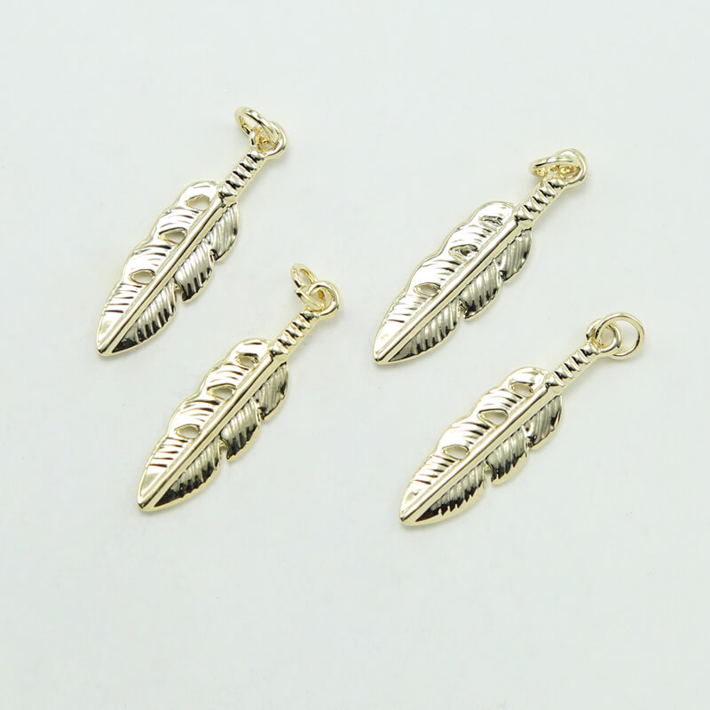 Feather 14K Real Gold Plated Charm