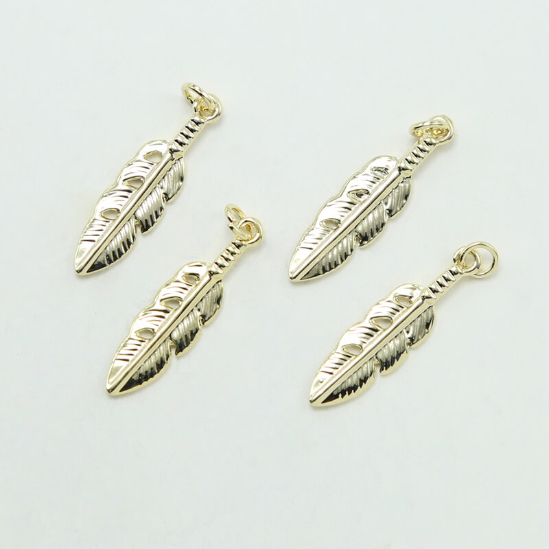 Feather 14K Real Gold Plated Charm