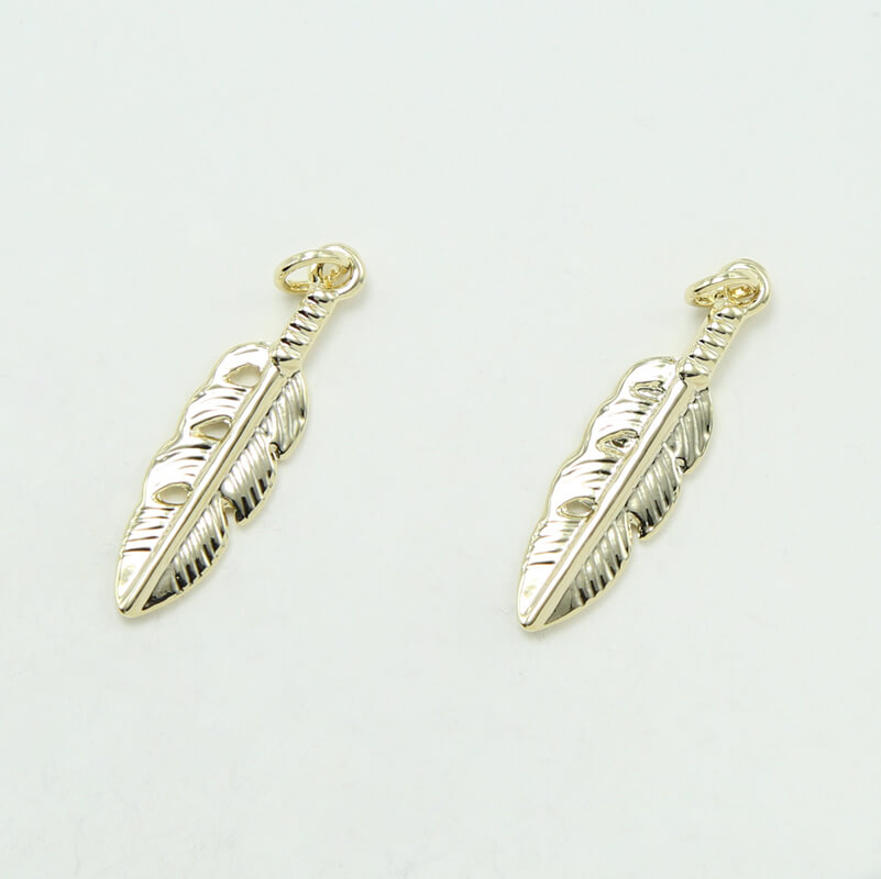 Feather 14K Real Gold Plated Charm
