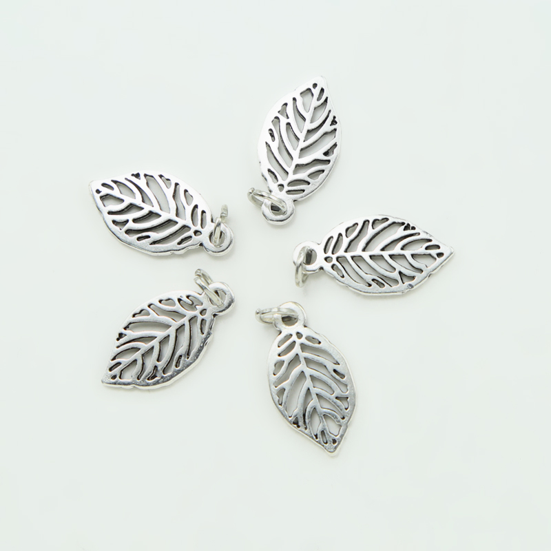 Antique Silver Leaf Charm