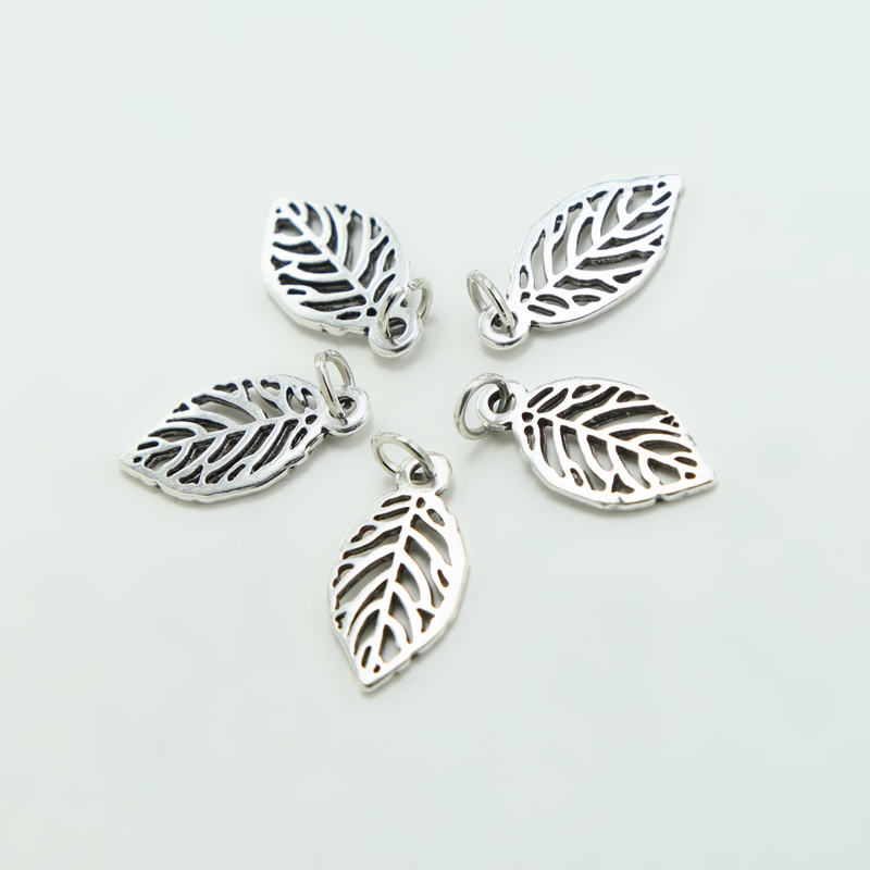 Antique Silver Leaf Charm