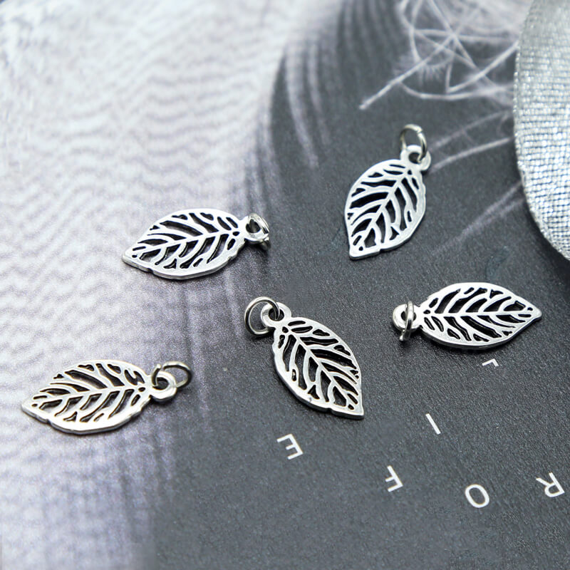 Antique Silver Leaf Charm