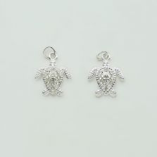 Silver Plated Turtle w/Rhinestones Charm