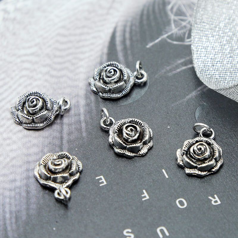 Rose Antique Silver Charm