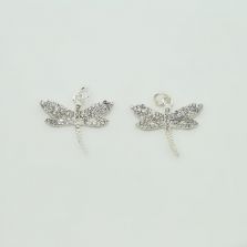Dragonfly w/Rhinestones Silver Plated Charm