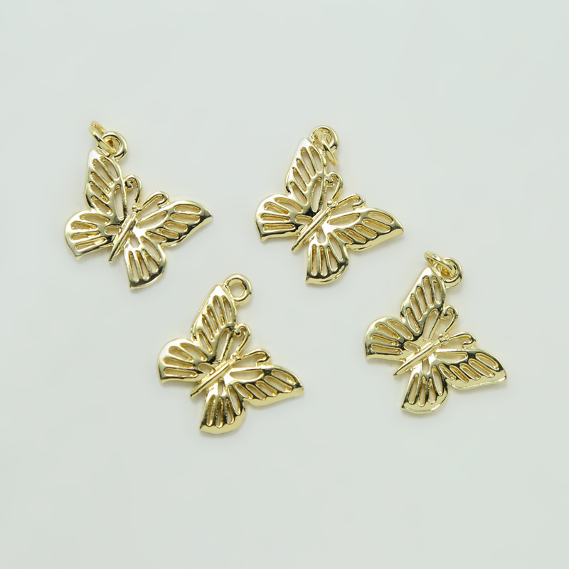 Filigree Butterfly 14K Real Gold Plated Charm