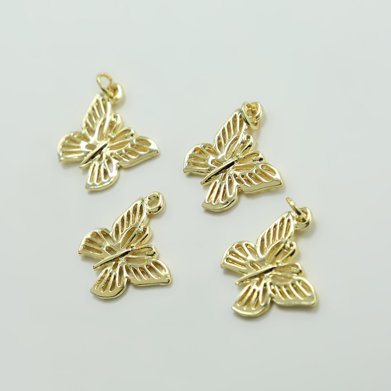 Filigree Butterfly 14K Real Gold Plated Charm