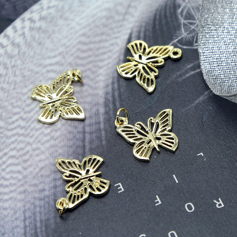 Filigree Butterfly 14K Real Gold Plated Charm