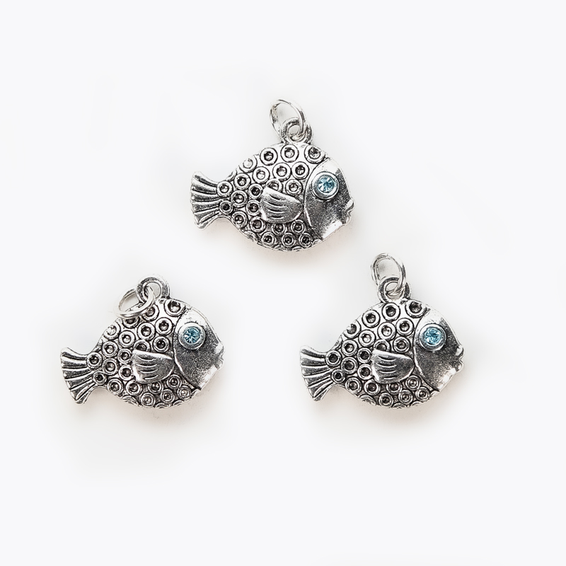 Fish w/Eyes Antique Silver Charm