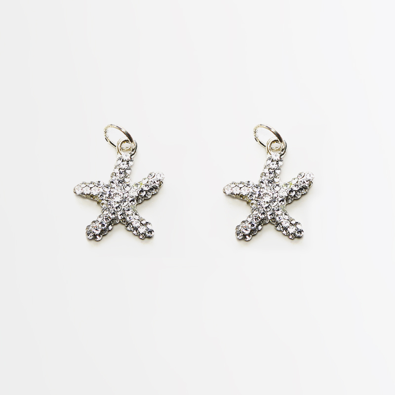 Starfish w/Rhinestones Silver Plated Charm