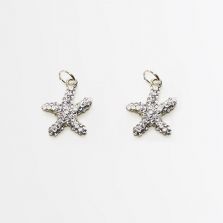 Starfish w/Rhinestones Silver Plated Charm