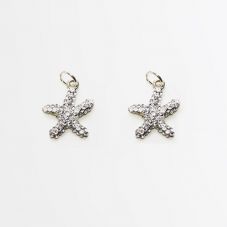 Starfish w/Rhinestones Silver Plated Charm