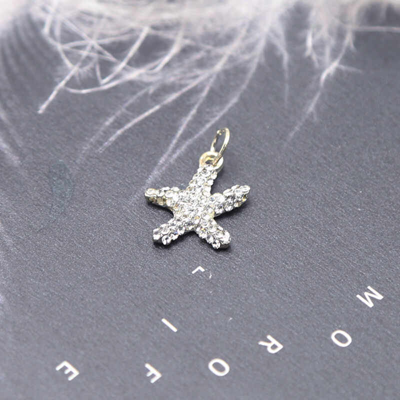 Starfish w/Rhinestones Silver Plated Charm