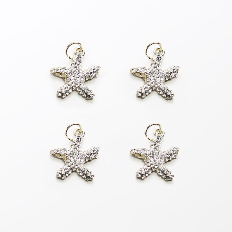 Starfish w/Rhinestones Silver Plated Charm