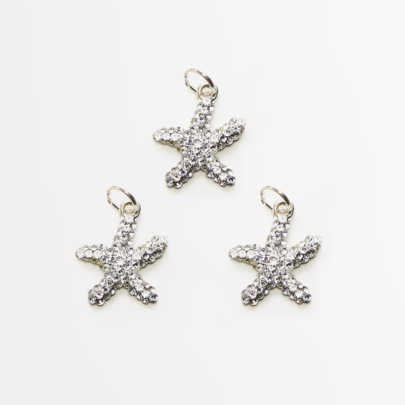 Starfish w/Rhinestones Silver Plated Charm