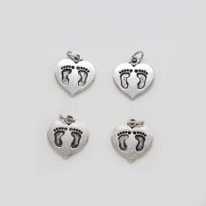 Heart w/Feet Antique Silver Charm