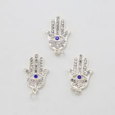 Hamsa Hand w/Rhinestones Silver Plated Charm