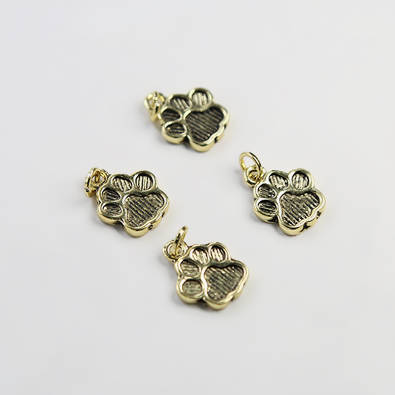 Paw Print 14K Real Antique Gold Plated Charm