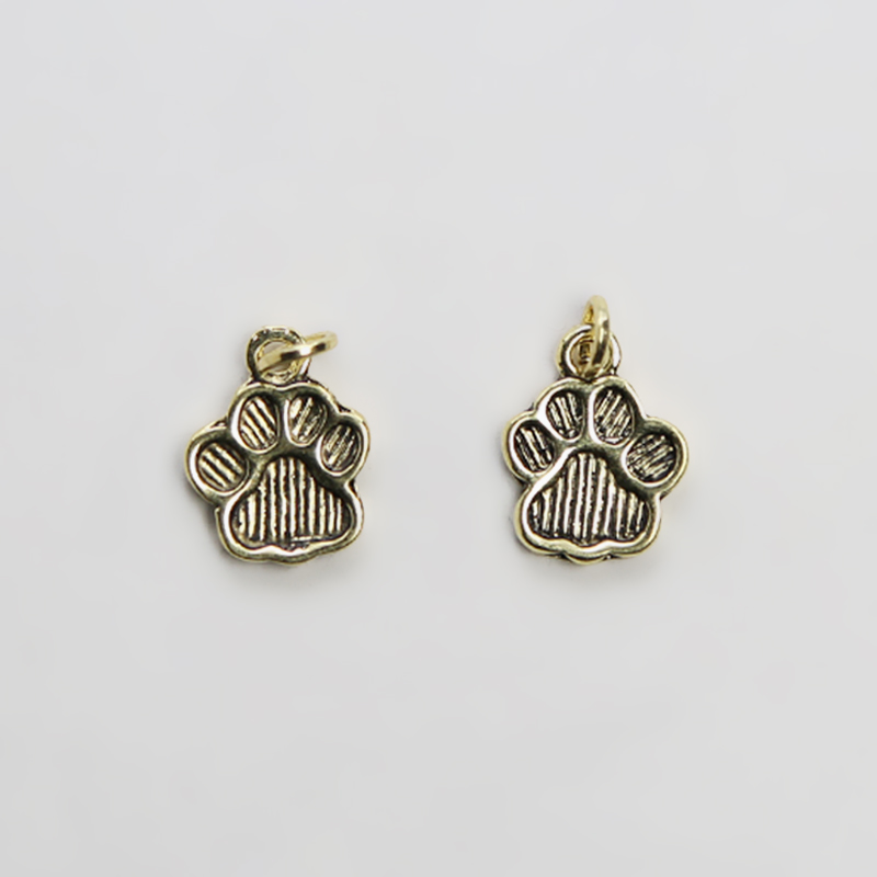 Paw Print 14K Real Antique Gold Plated Charm