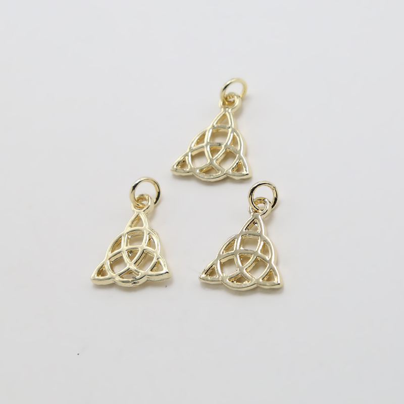 Celtic Triangle 14K Real Gold Plated Charm