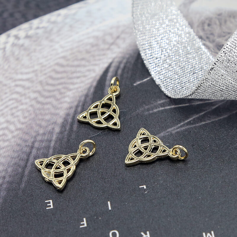 Celtic Triangle 14K Real Gold Plated Charm