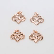 14K Real Rose Gold Plated  Infinite Heart Charm