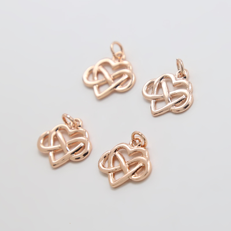 14K Real Rose Gold Plated  Infinite Heart Charm