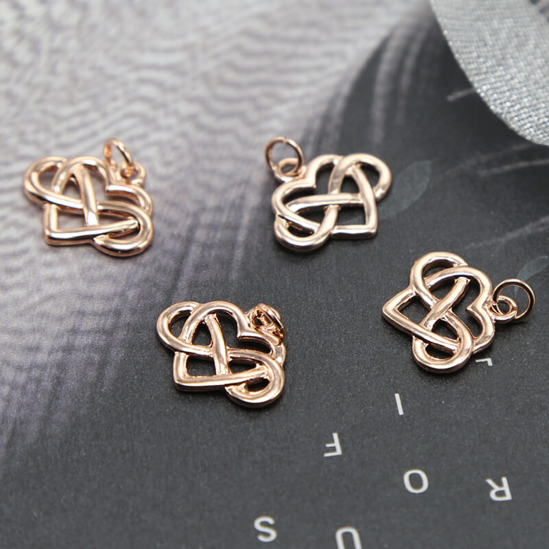 14K Real Rose Gold Plated  Infinite Heart Charm