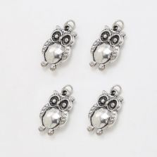 Double Sided Owl Antique Silver Charm