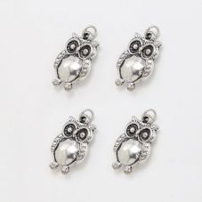 Double Sided Owl Antique Silver Charm