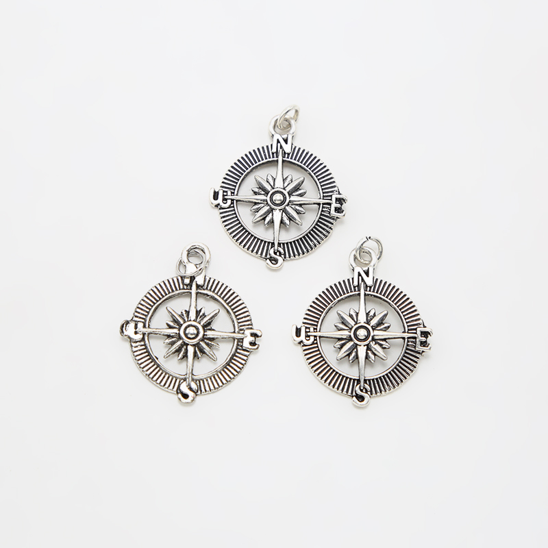 Compass Antique Silver Charm