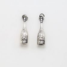 Wine Bottle Antique Silver Charm