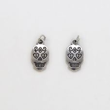 Skull Double Carved Antique Silver Charm