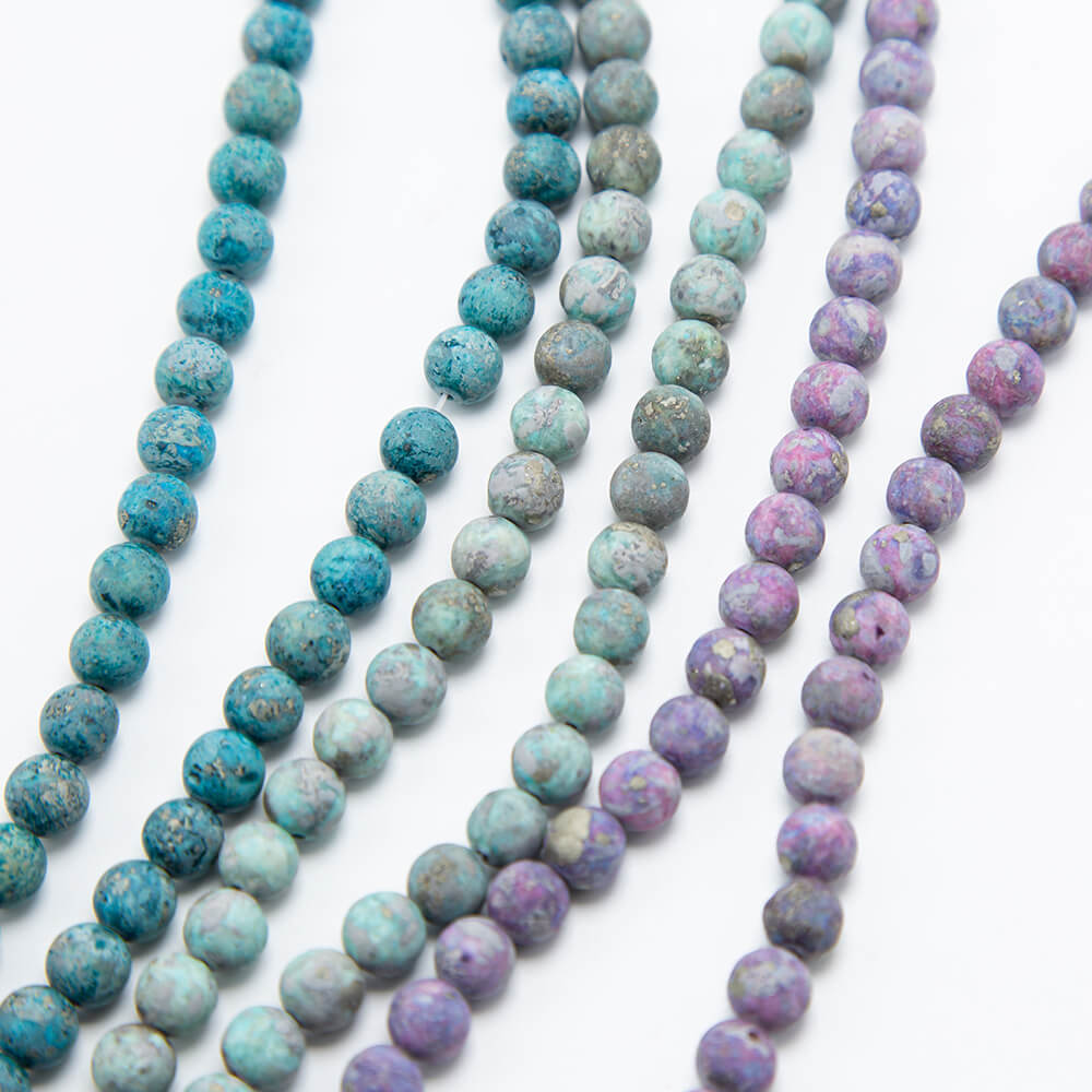 Purple Pyrite Round Beads