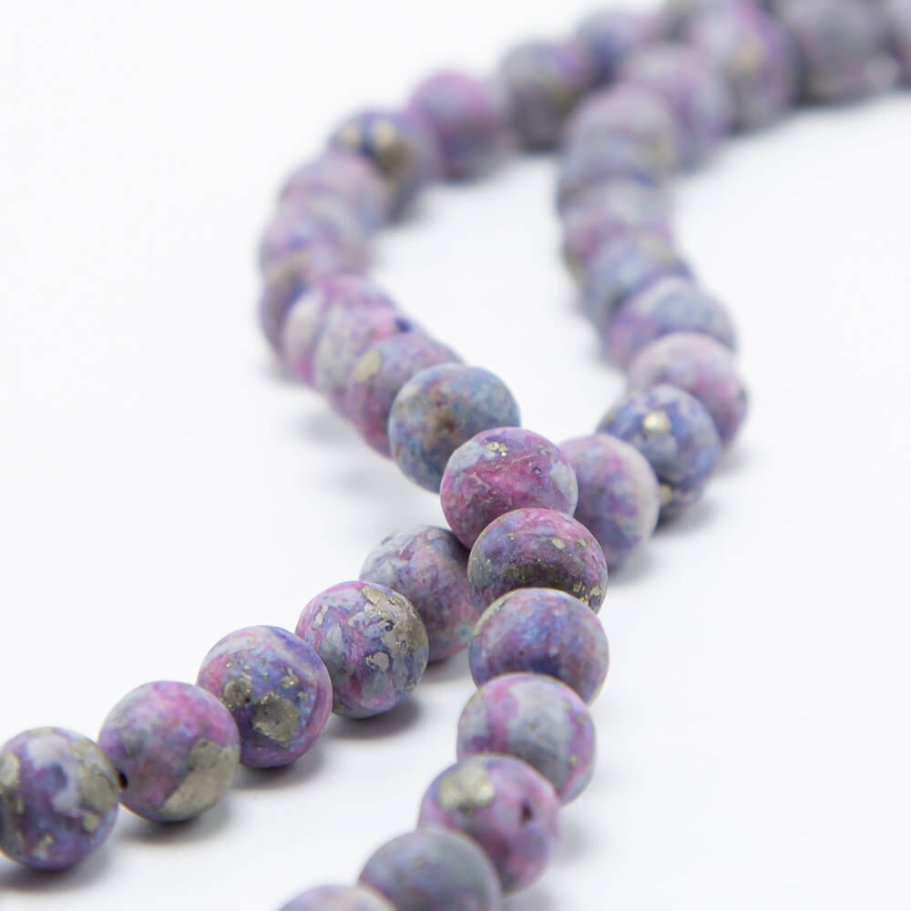 Purple Pyrite Round Beads