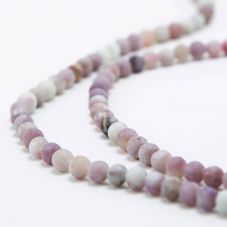 Pink Tourmaline Matte Round Beads